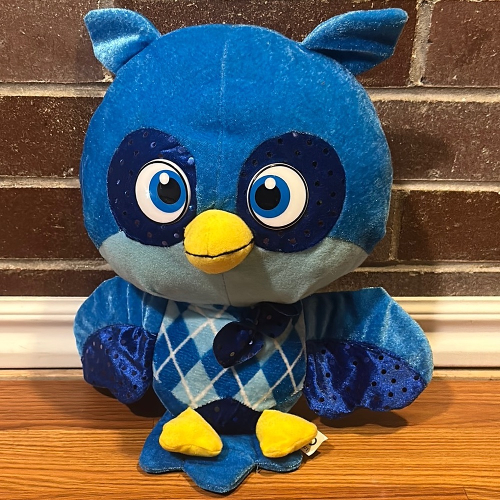 Blue and Yellow Stuffed Owl Toy with Cute Design